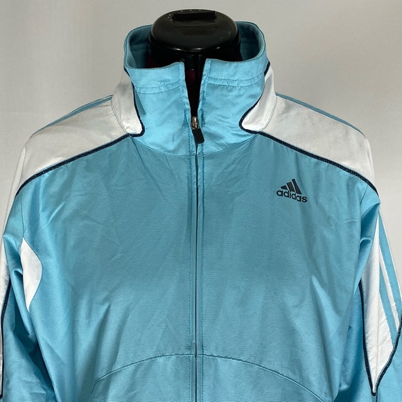 ADIDAS TURQUOISE  ZIP UP JACKET - Picture 2 of 6